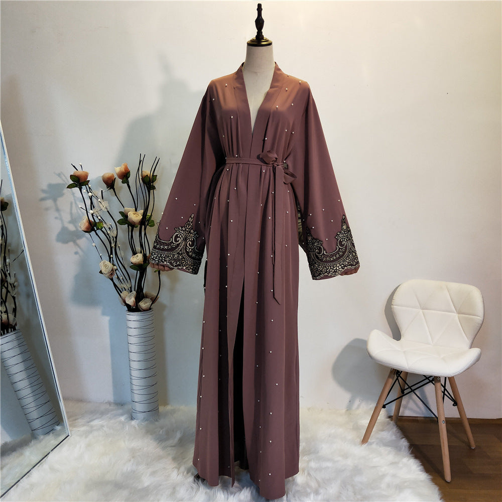 New Style Long-sleeved Embroidered Beaded Robe Women - Mubimart -  