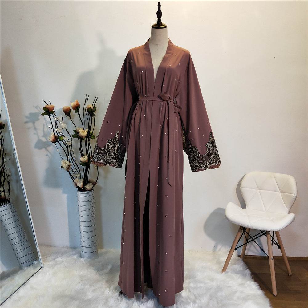 New Style Long-sleeved Embroidered Beaded Robe Women - Mubimart