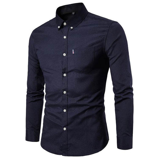 Men S Shirts Korean Men Slim Long Sleeve Dress Shirt - Mubimart