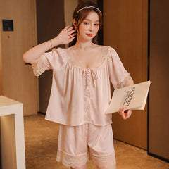 French Lace Home Pajama Set - Mubimart -  