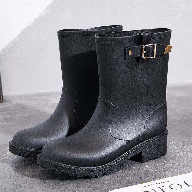 Fashion Temperament Non-slip Waterproof Shoes Rubber Rain Boots Women