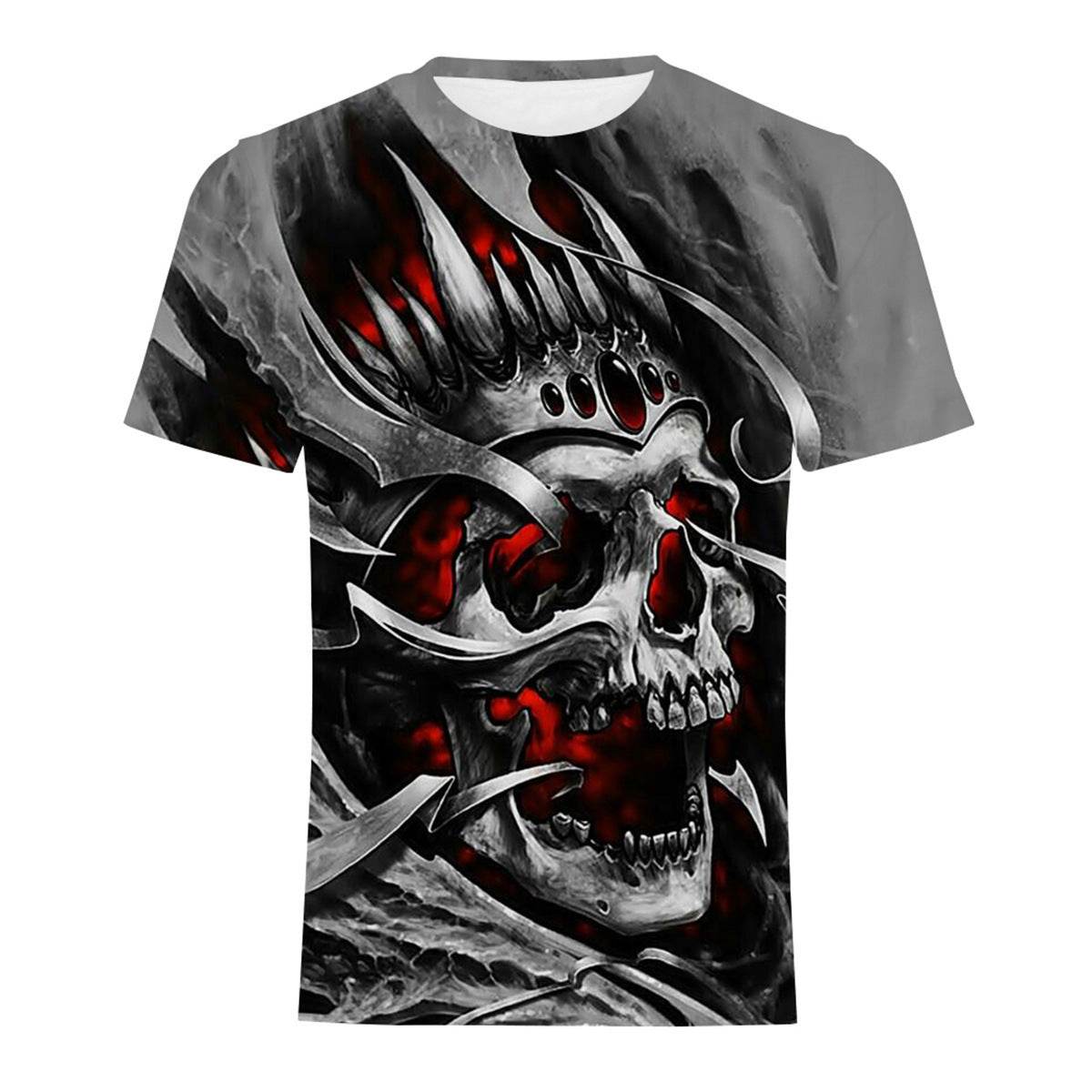 Mens Fashion Casual Digital Print Crew Neck T-shirt - Mubimart