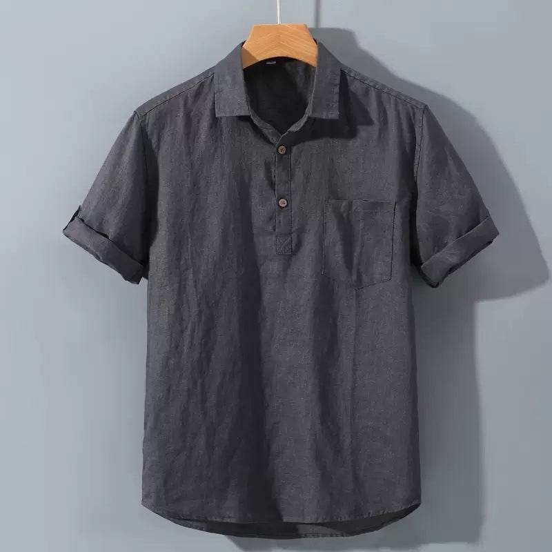 Pure Linen Casual Yarn-dyed Fabric Full Linen Shirt - Mubimart