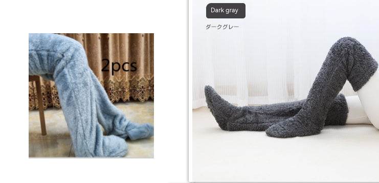 Over Knee High Fuzzy Long Socks Winter Warm Cold Leg Knee Joint Cold-proof Stockings Home Floor Sleeping Socks - Mubimart