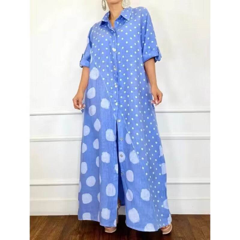 Loose Fashion Casual Long Plus Size Printed Dress - Mubimart