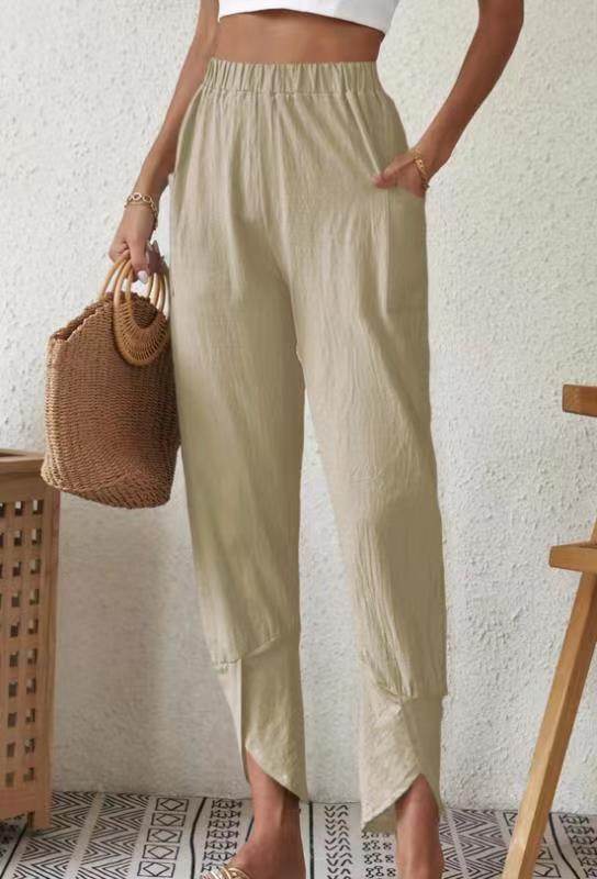 Solid Color Casual Jogger Loose Pockets Diablement Fort Skinny Pants For Women - Mubimart