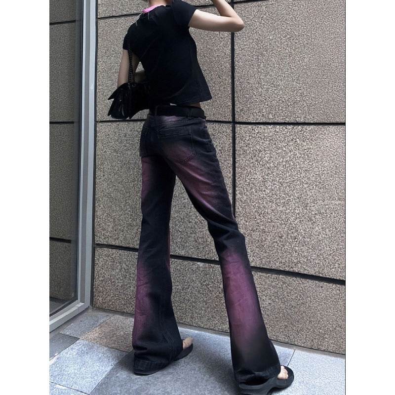 Plus Size Retro Slightly Flared Jeans Women - Mubimart