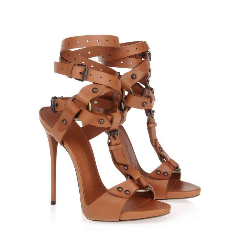 Belt Buckle Sandal Loop Foot Strap High Heel Women's Shoes Trend All-match Stiletto - Mubimart