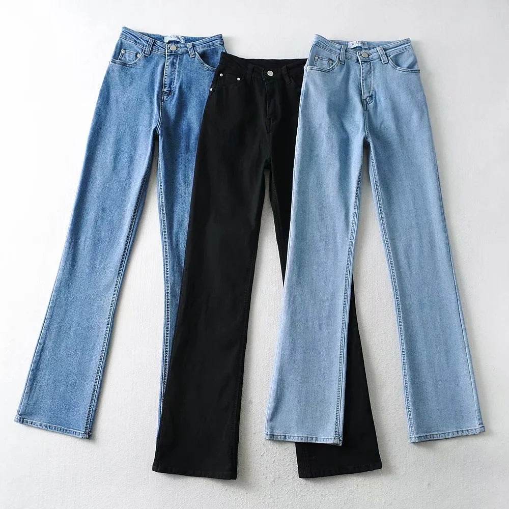 European And American Ins Retro Slim Micro Flare Jeans Women - Mubimart