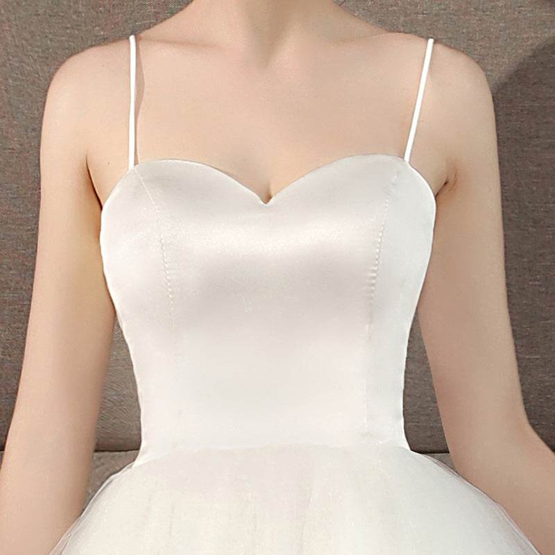 White Wedding Sling Short Photo Light Wedding Dress Graduation Season Photo Shoot Girl - Mubimart