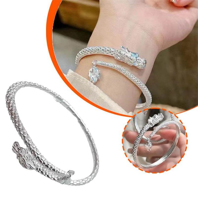 2024 Trendy Magical Dragon Waving Its Tail Chinese Style Men And Women Couple Adjustable Bracelet New Popular Relief Dragon Tail Bangle Punk Jewelry - Mubimart
