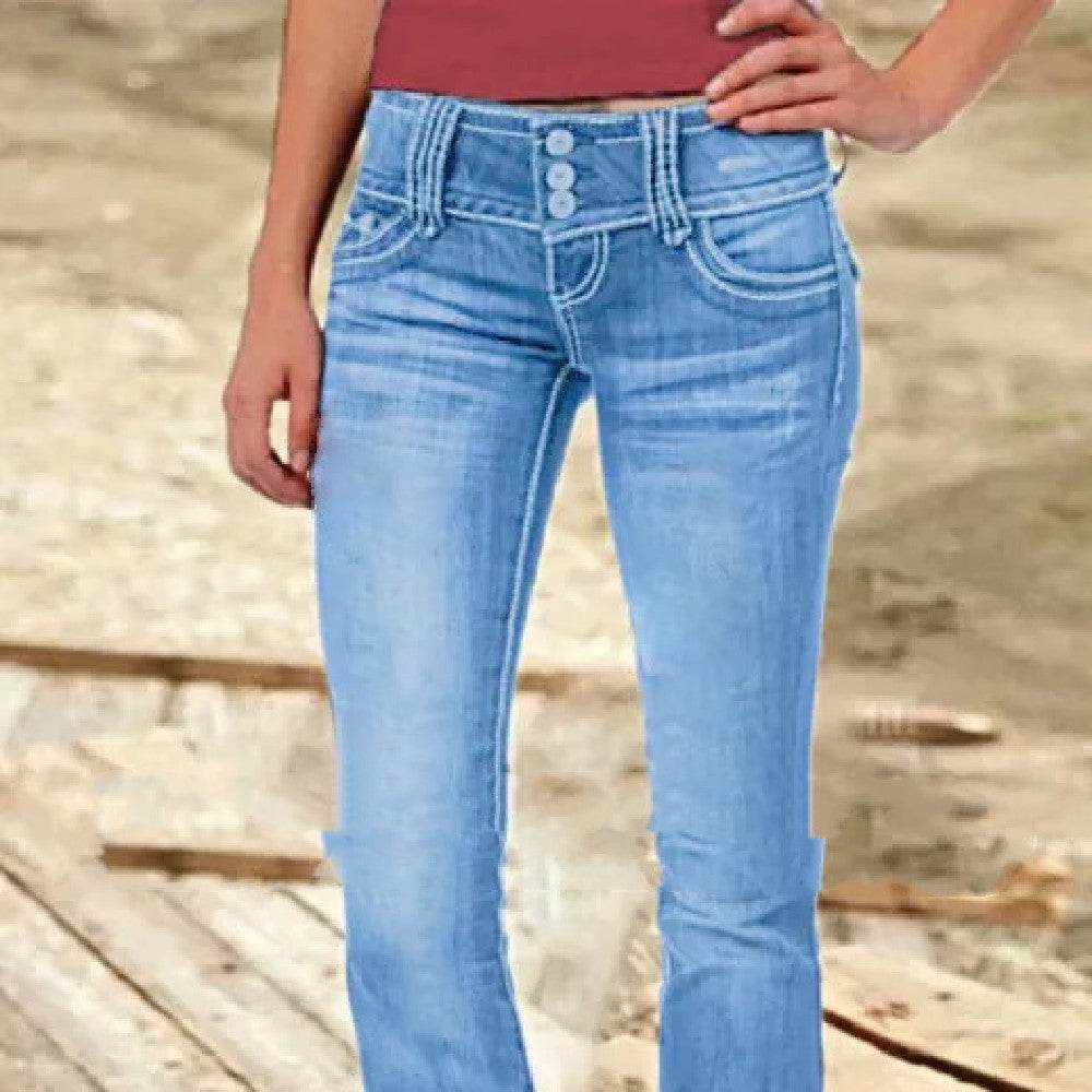 Women's Low Waist Flare Jeans - Mubimart