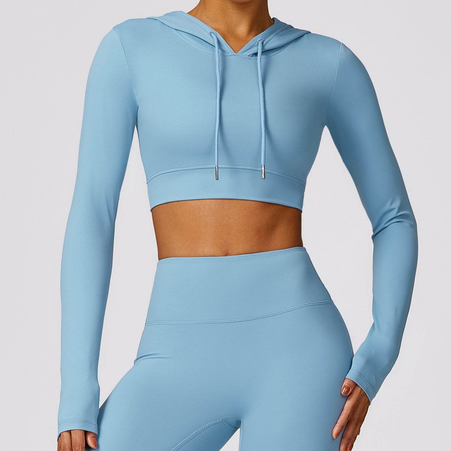 Outdoor Running Exercise T-shirt Hooded Workout Clothes Top - Mubimart
