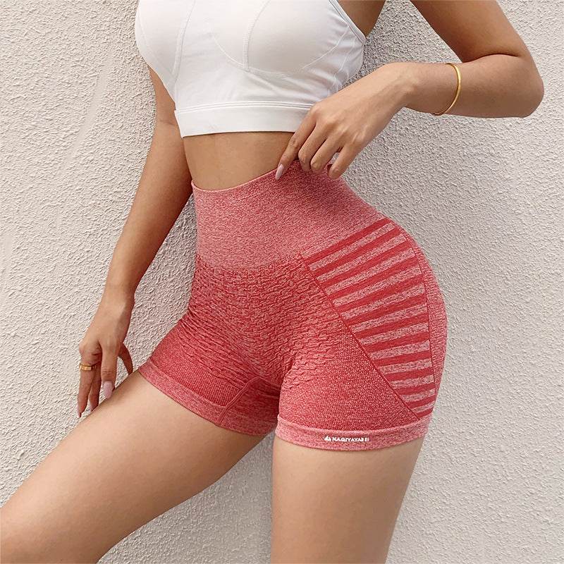 Biker Shorts For Women High Wais Stripe Gym Running Shorts - Mubimart