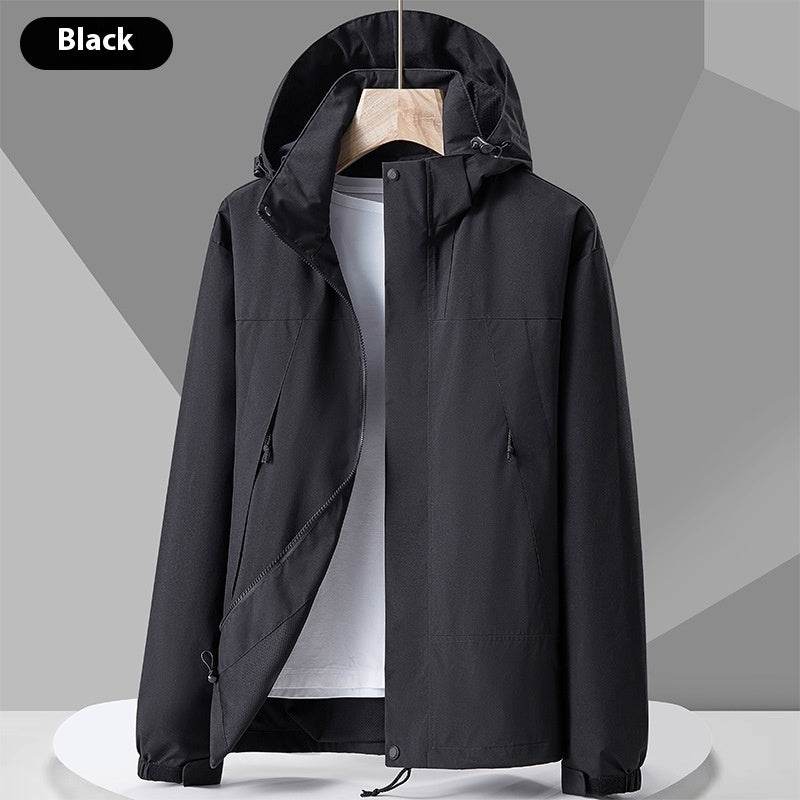 Hooded Windbreaker Unisex Fashion Colorblock Zip-up Jacket With Pockets Waterproof Outwear For Women Men Clothing - Mubimart
