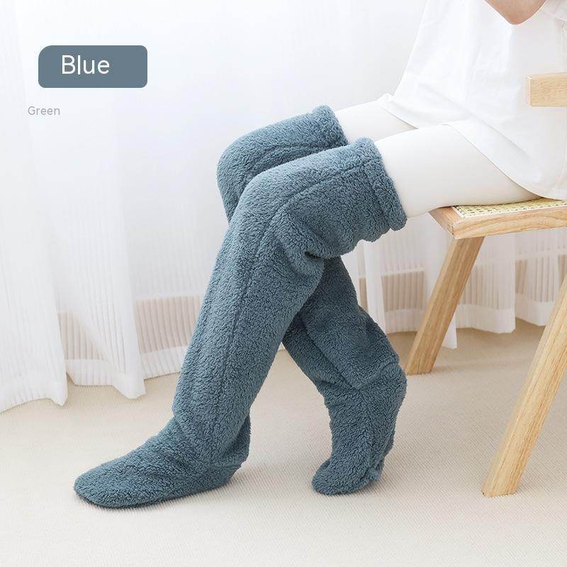 Over Knee High Fuzzy Long Socks Winter Warm Cold Leg Knee Joint Cold-proof Stockings Home Floor Sleeping Socks - Mubimart