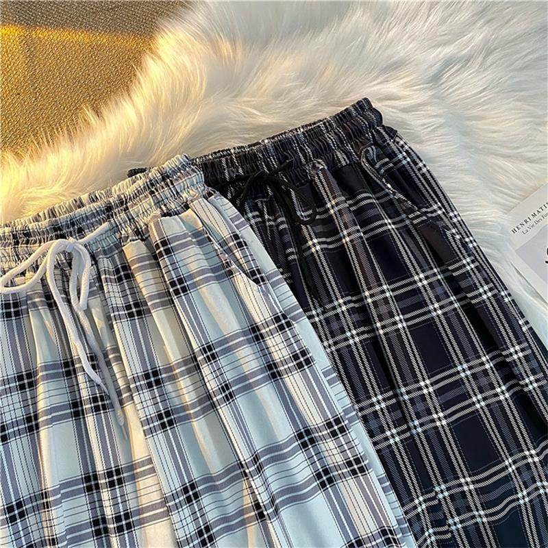 Plaid Pants Women's Casual Jogger Pants Fashion Loose Street Harem Pants - Mubimart