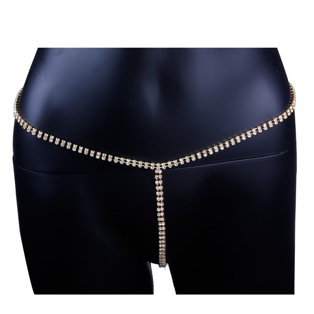 Rhinestone Thong Body Chain Ladies - Mubimart -  