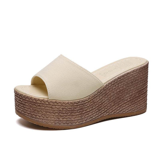 Wedge-heel Platform Platform High-heeled Flip-flop Platform Sandals - Mubimart