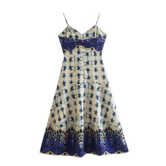 Ladies Positioning Print Slip Dress - Mubimart