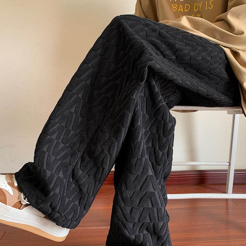 Full Printed Jacquard Chenille Drawstring Jogger Pants - Mubimart