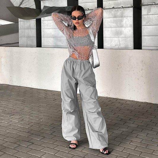 Solid Color Casual Slim-fit Commute Multi-pocket Cargo Pants Women - Mubimart