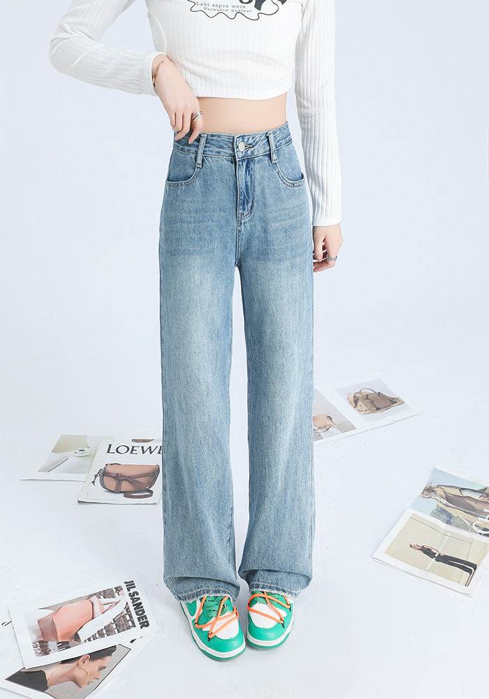 Fashionable Personalized Wide-leg Mopping Jeans For Women - Mubimart
