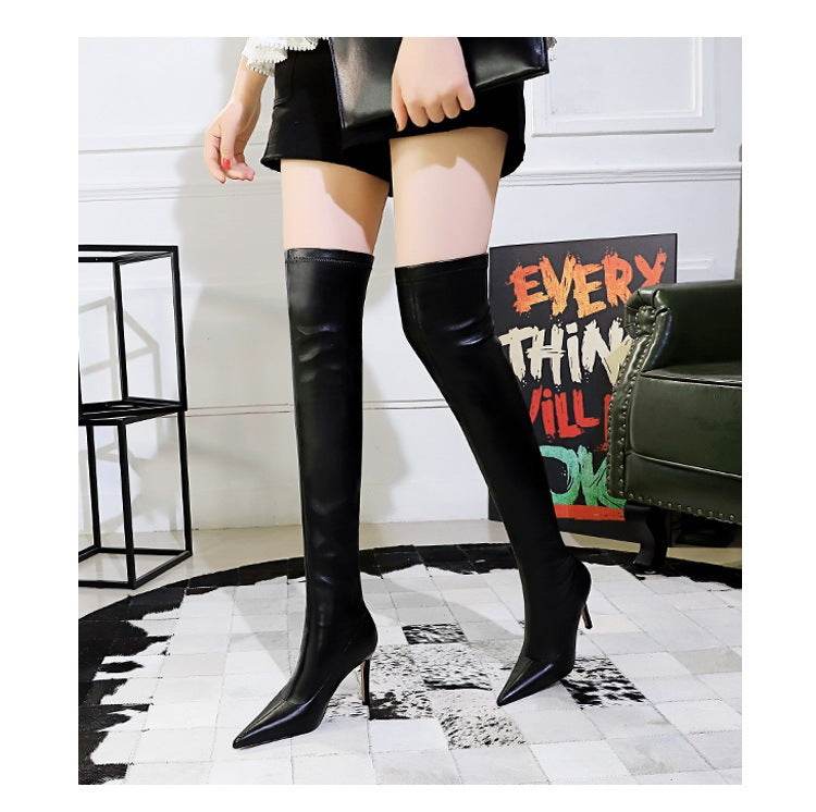Stiletto Pointed Toe Over-the-knee Boots - Mubimart