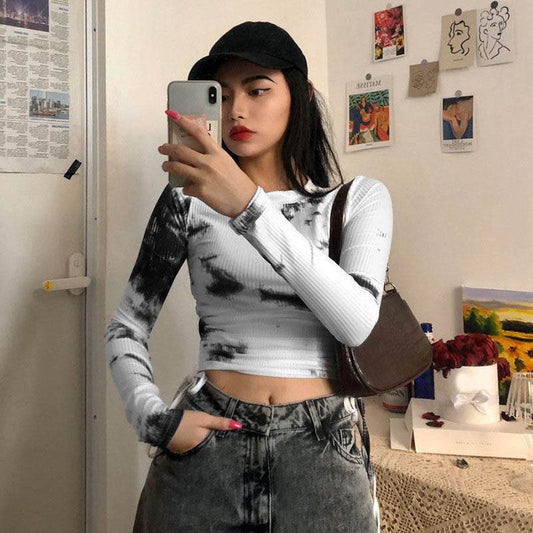 Fashion Short Drawstring Tie Crop Top Women - Mubimart