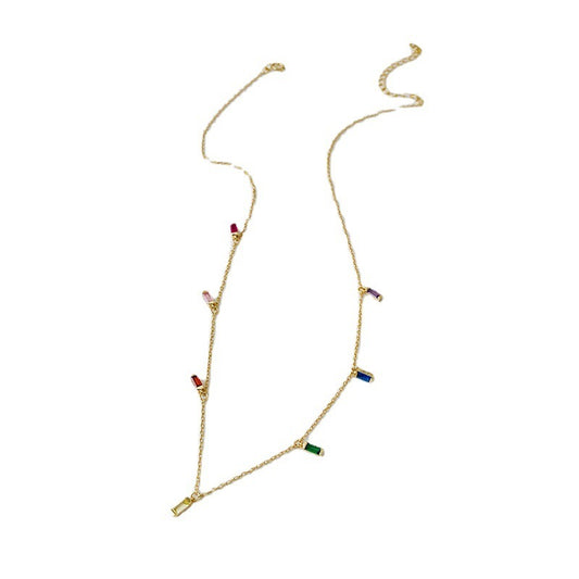Sterling Silver Color Zircon Necklace Women
