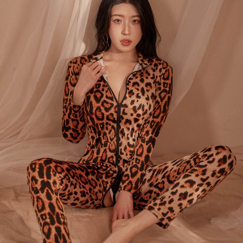 Leopard Bodysuit Long Sleeve Leopard Bodysuit - Mubimart