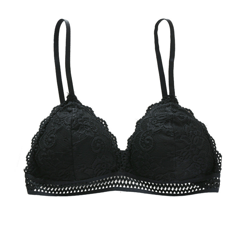 Women's French Lace Wireless Bra - Mubimart -  