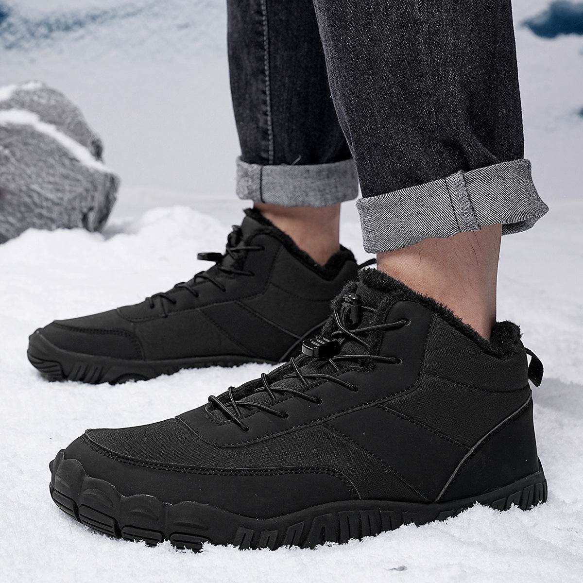 Outdoor Men's Five-finger Cotton-padded Shoes Hiking Snow Boots - Mubimart
