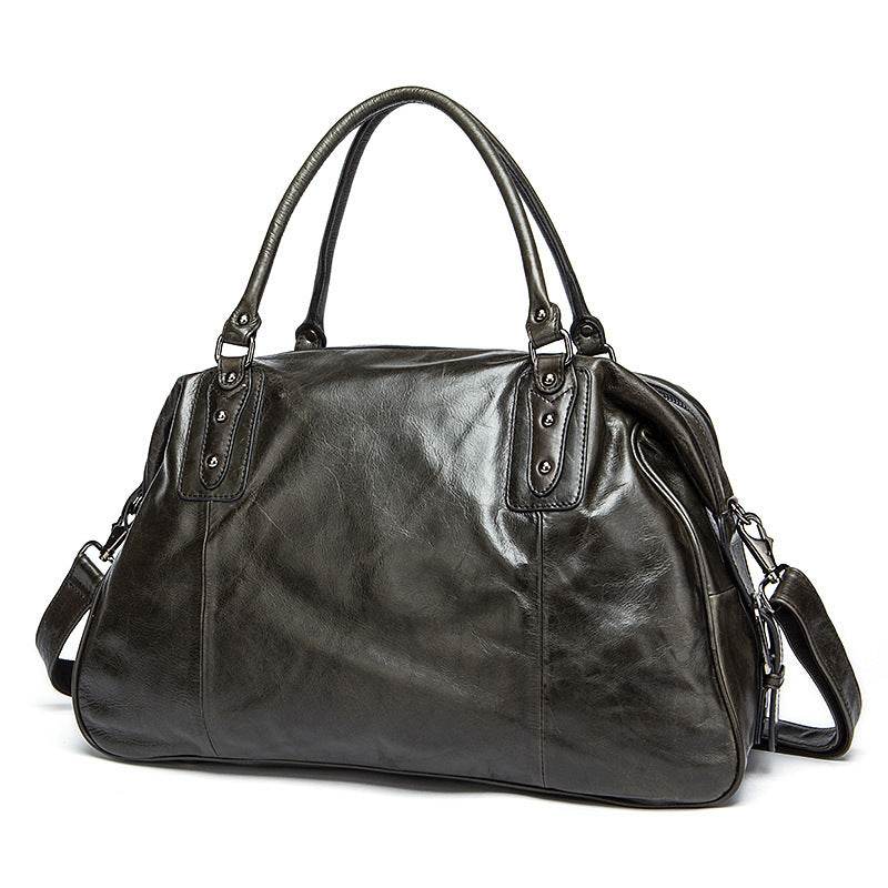 Cowhide Travel Bag Handbag Travel Bag Genuine Leather Travel Duffel Bag - Mubimart