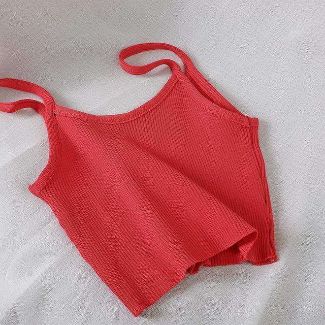 Women's Solid Color Knitted Camisole Top - Mubimart