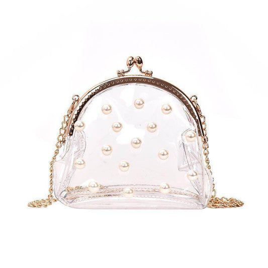 Pearl Jelly Chain Messenger Bag Women - Mubimart