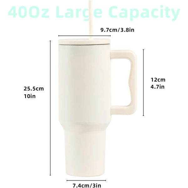 40 Oz Tumbler With Handle, Reusable Insulated Cup With Lid And Straw, Stainless Steel Water Bottle, Travel Mug For Cold And Hot - Mubimart