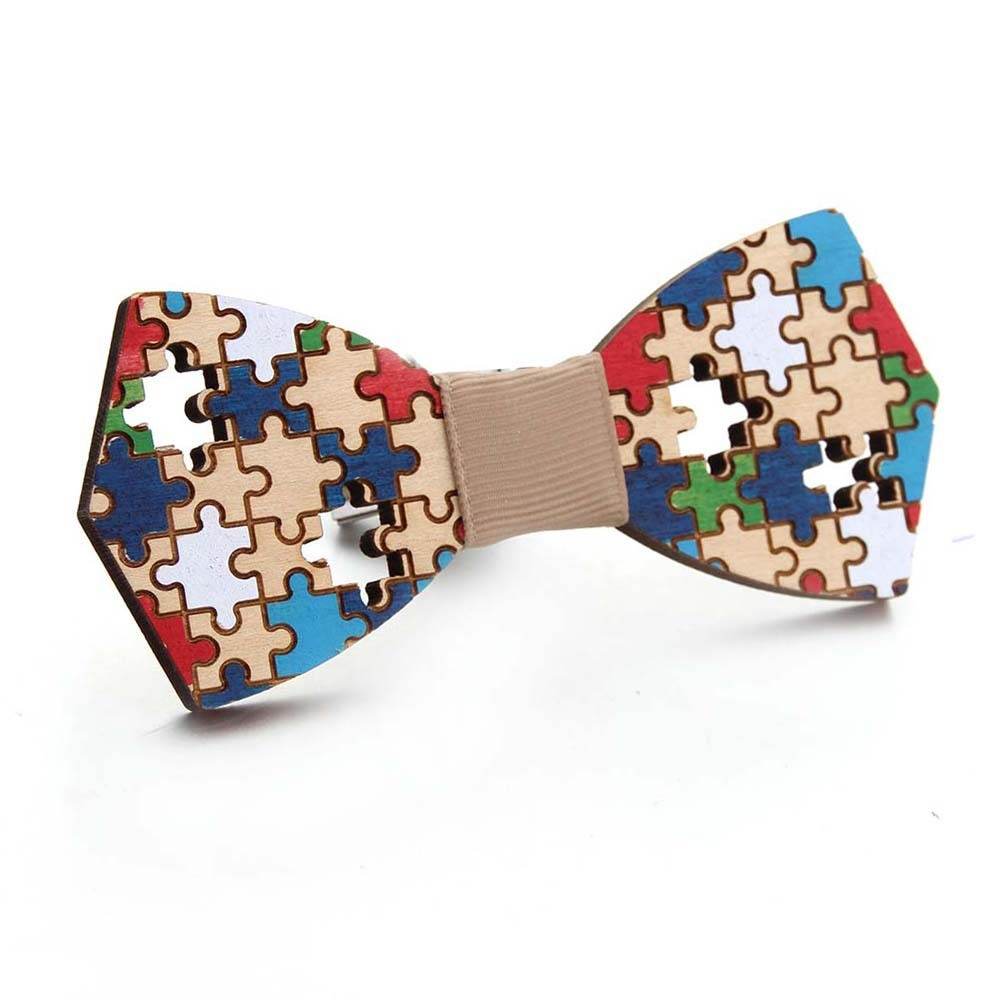 Hand-painted Puzzle Bow Tie Bow Tie Color Hand-painted - Mubimart