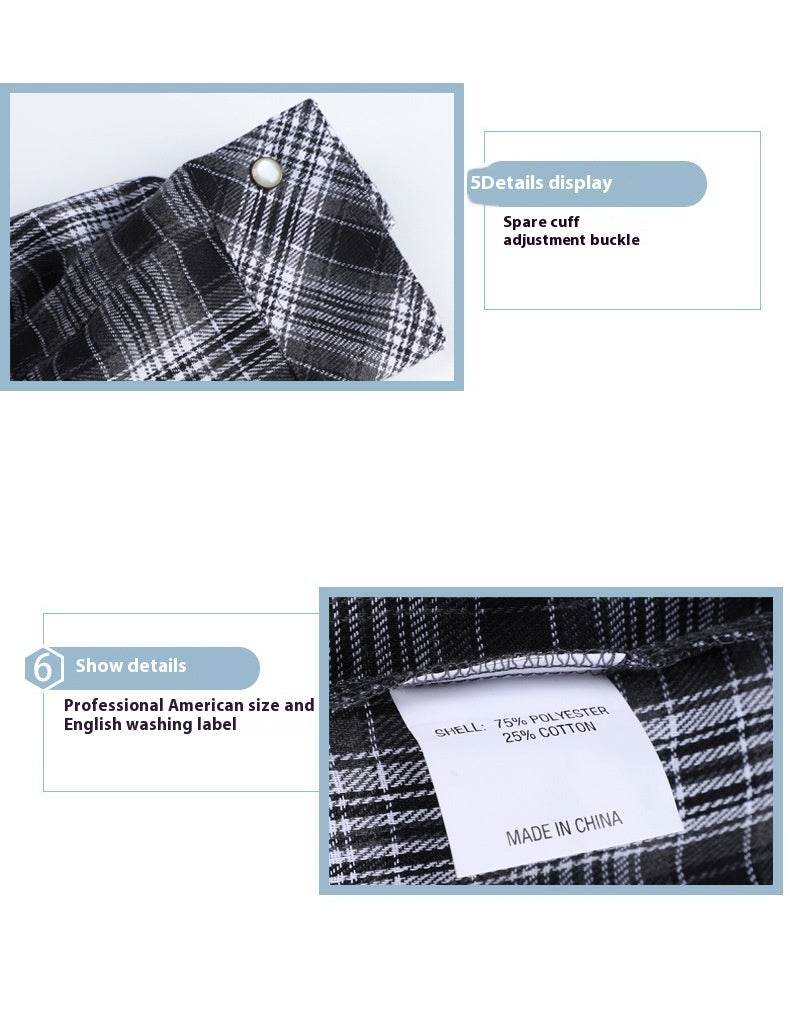 Flannel European And American Retro Pearl Buckle Western Style Long Sleeve Shirt - Mubimart