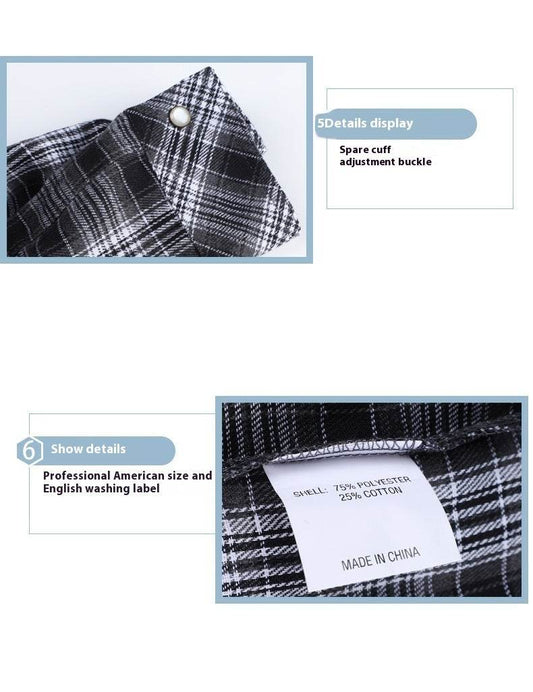 Flannel European And American Retro Pearl Buckle Western Style Long Sleeve Shirt - Mubimart