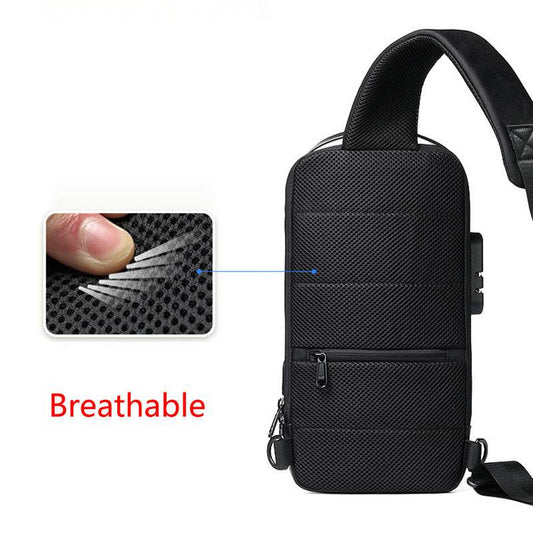 Waterproof USB Anti-theft Bag Men Oxford Crossbody Shoulder Bag Sling Multifunction Short Travel Messenger Chest Pack - Mubimart