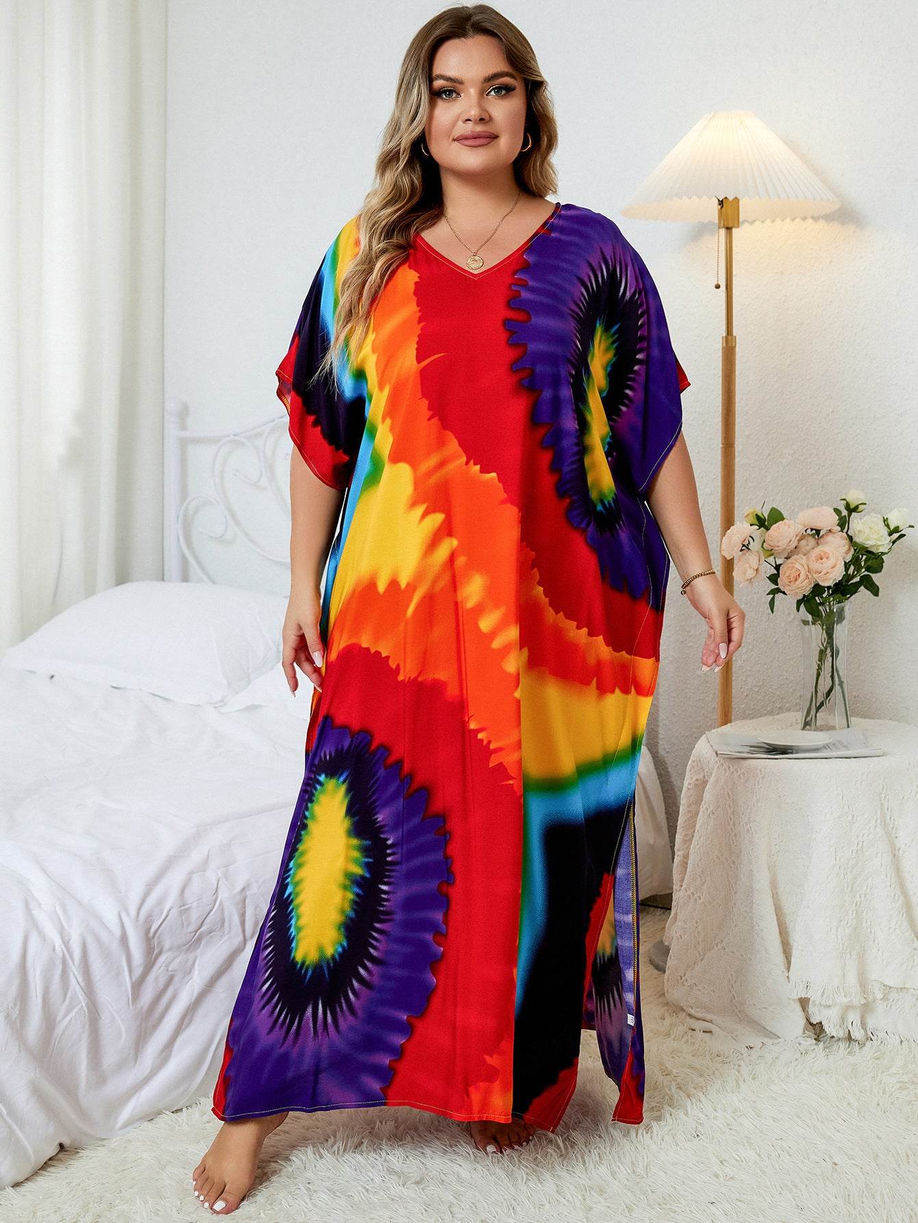 Loose Plus Size Vacation Robe Bikini Cover - Mubimart