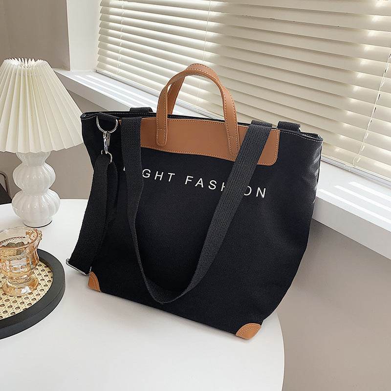 Canvas Shoulder Bag Women Ins Fashion Messenger Crossbody Bags Large Capacity Totes Handbag - Mubimart