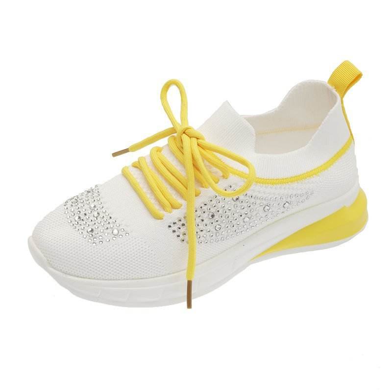 Summer New Style Rhinestone Casual Shoes Women Walking Shoes Socks Sports Shoes - Mubimart
