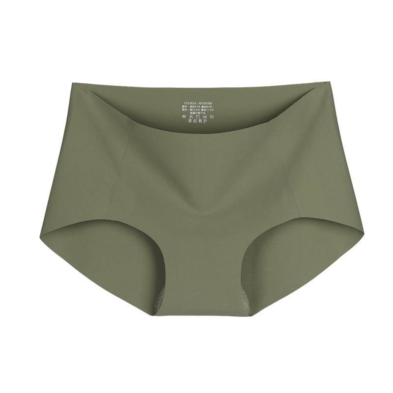 Women's Thin Mid-waist High-waist Plain Muscle Magic Seamless Panties - Mubimart