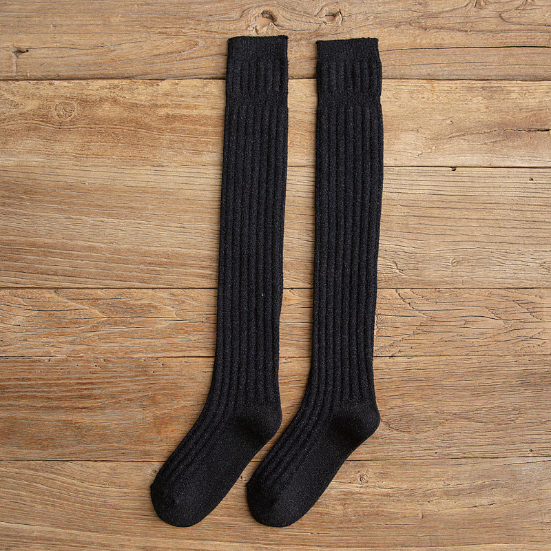 Simple College Wind Over The Knee Socks - Mubimart -  