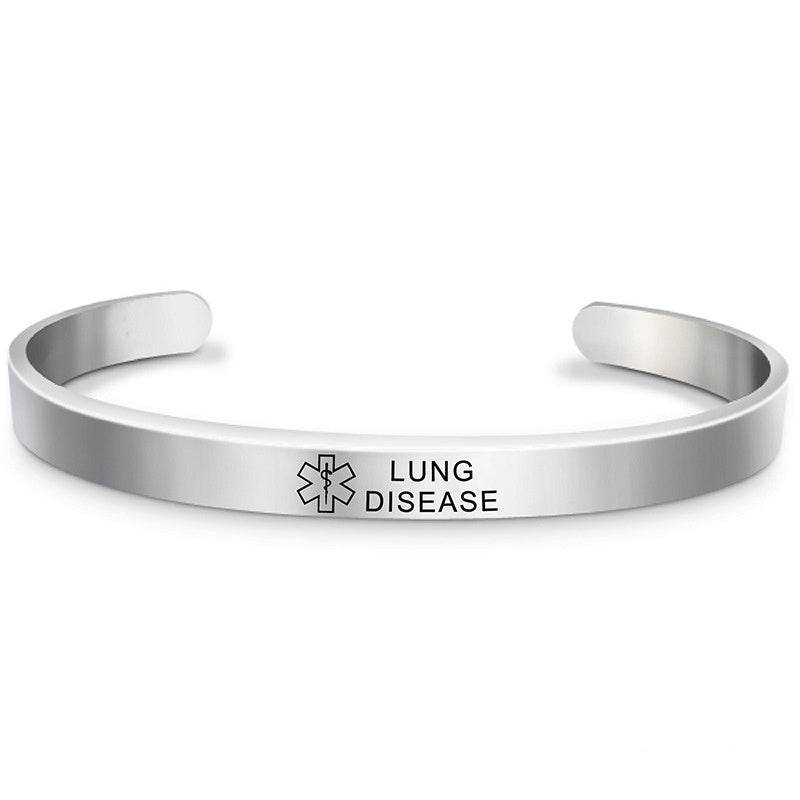 Fashion Silver Plated Medical Alert Cuff Bracelet EPILEPSY Diabetic Allergy Stainless Steel Bangle For Women Men - Mubimart