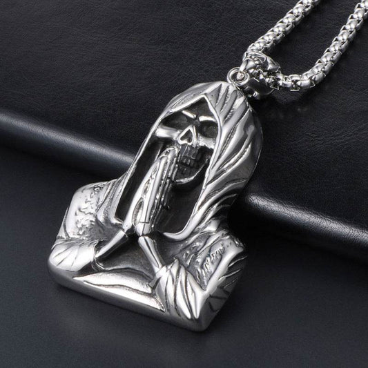 Mens Fashion Simple Skull Pendant Necklace - Mubimart