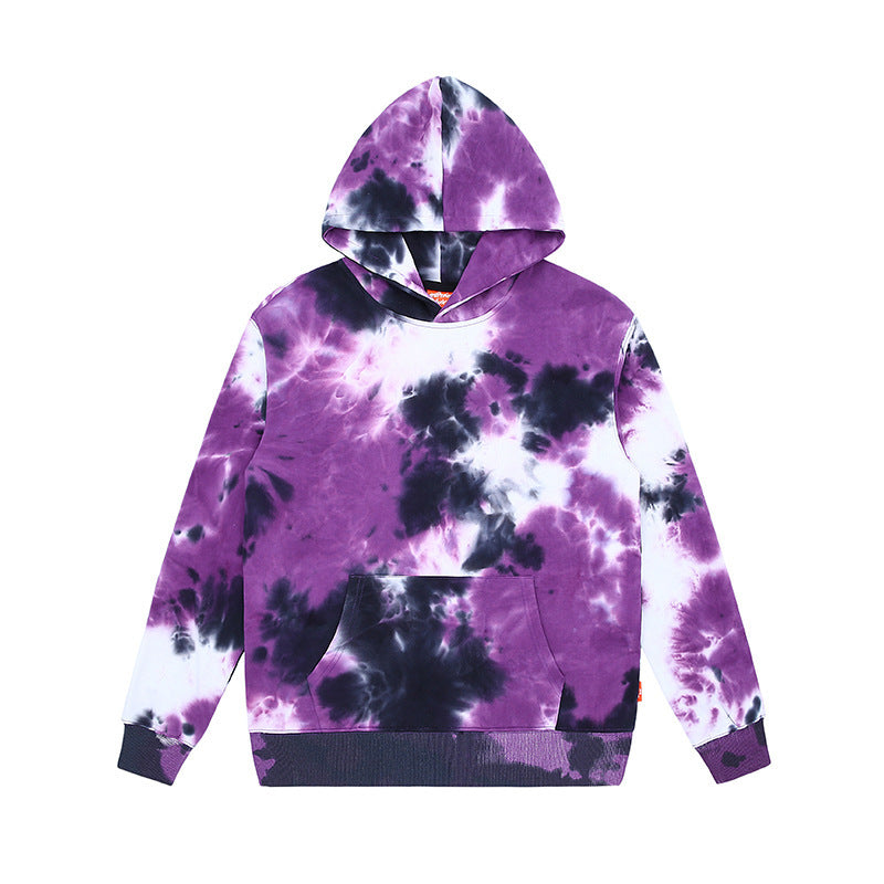 Loose Tie Dye Sweater Hooded Loose Terry Mens Cotton Sweater