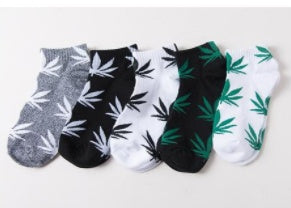 Trendy Cotton Hemp Leaf Sports Low-Cut Hip-Hop Boat Socks - Mubimart -  